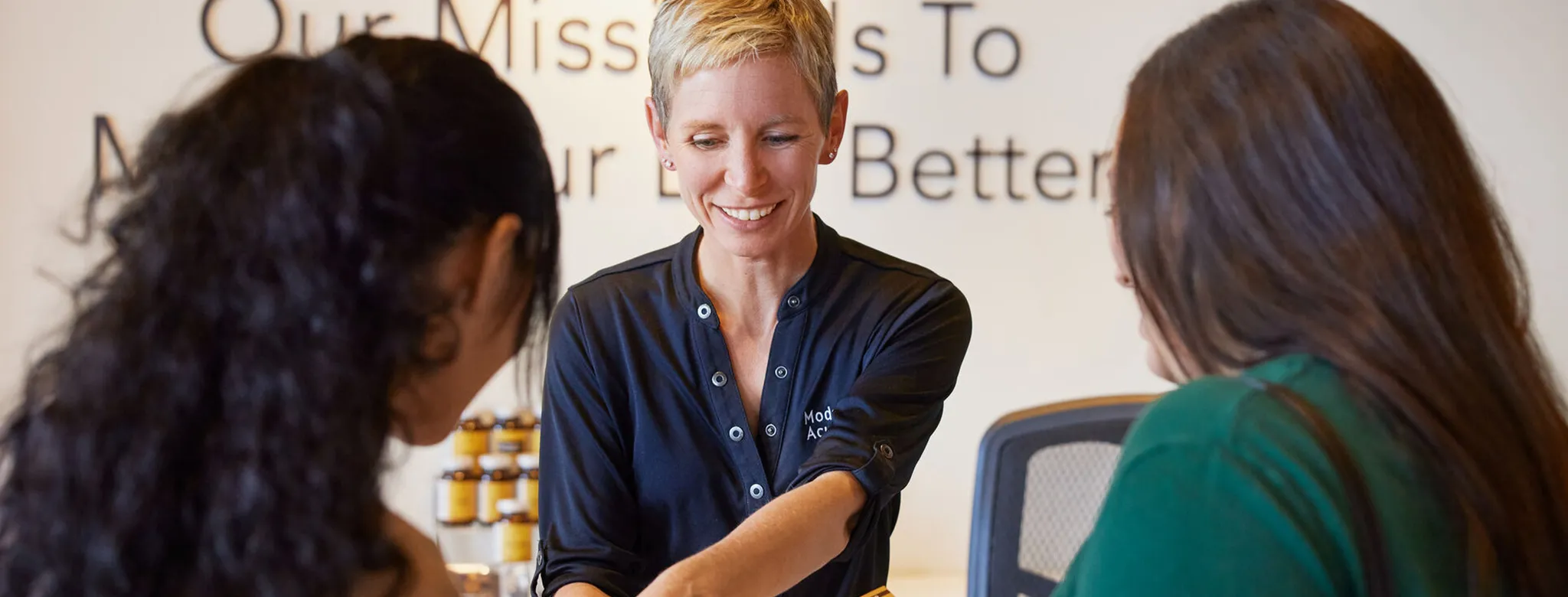People making a transaction