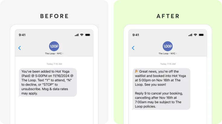 Mindbody waitlist improvements before and after