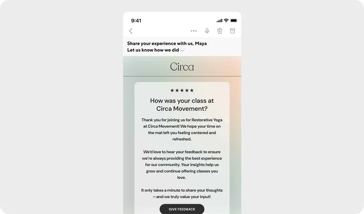 Circa feedback email