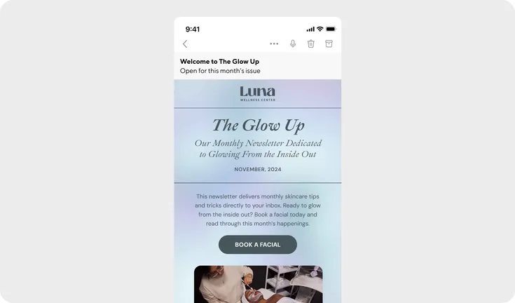 Luna newsletter email
