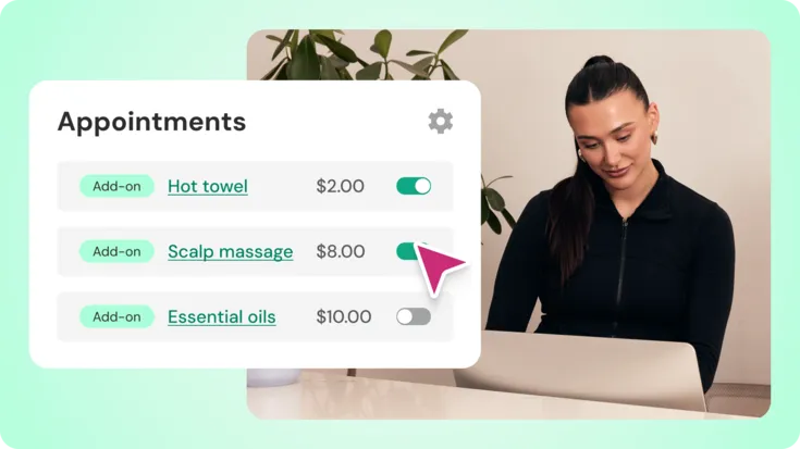 Demonstrating how to turn on appointment add-ons in the software