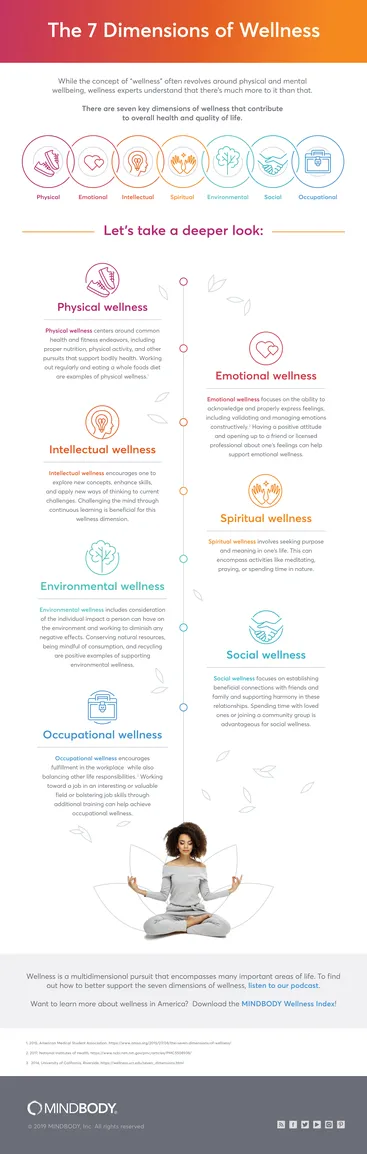 The seven dimensions of wellness infographic