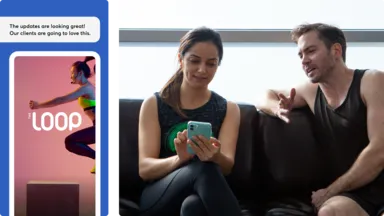 A collage showing a branded app review