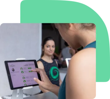 A client checking herself in.