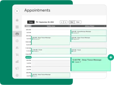 A collage showing scheduling software for day spas