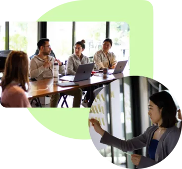 A collage of people collaborating