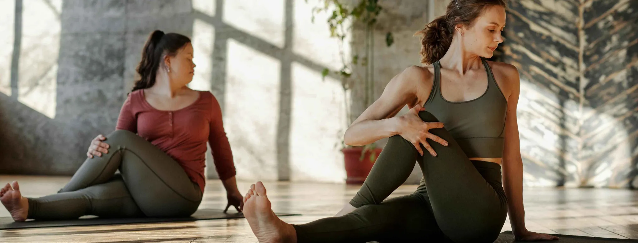 Two women at a yoga studio
