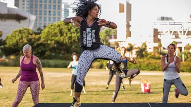Woman teaching hip hop fitness