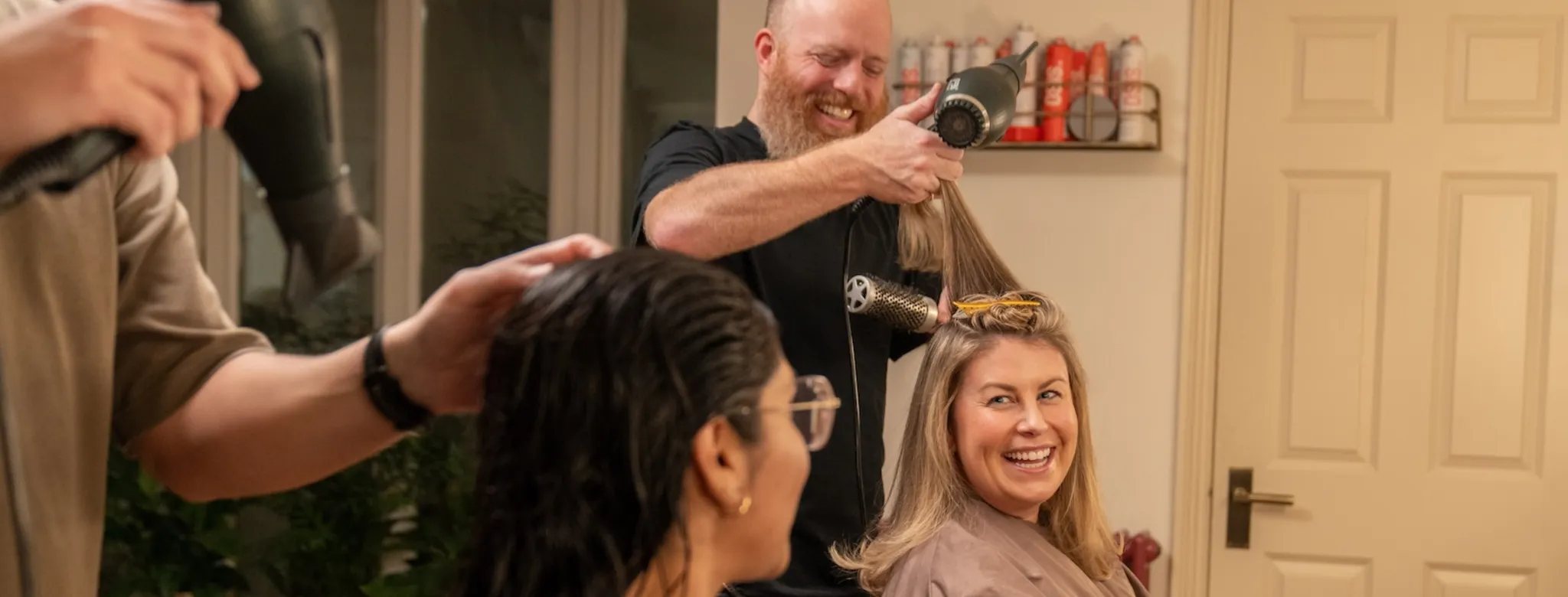 Clients at a hair salon