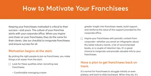 Preview of the checklist on how to motivate your franchisees