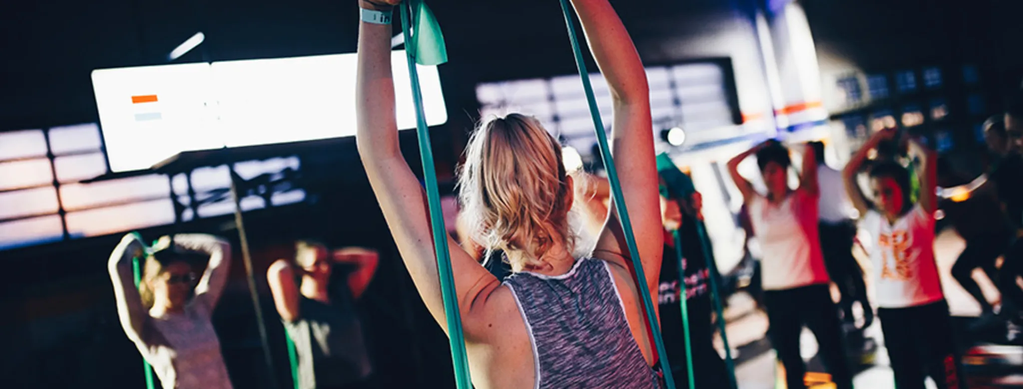 Woman leading a workout class