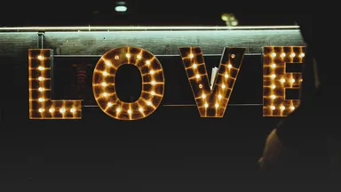 LOVE sign in lights