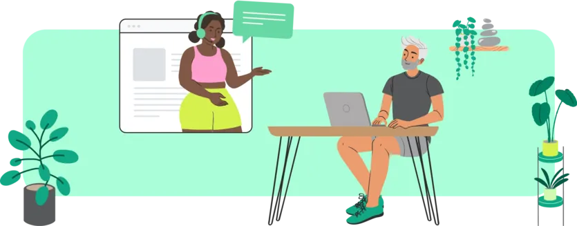 An illustration of two people working