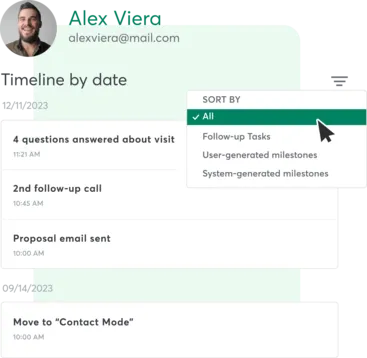 A screenshot demonstrating the lead management capabilities of Mindbody software.