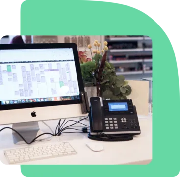 The front desk of a wellness business