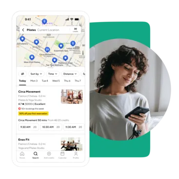 A collage showing ClassPass for Pilates businesses
