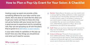 Top of salon pop-up event checklist