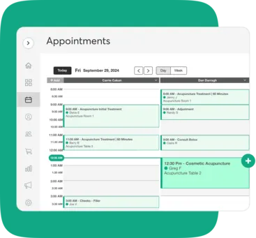 A collage showing Mindbody scheduling tools for businesses