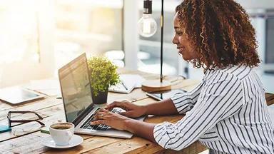 Woman working on laptop