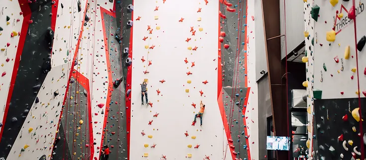 Two men climbing at Threshold