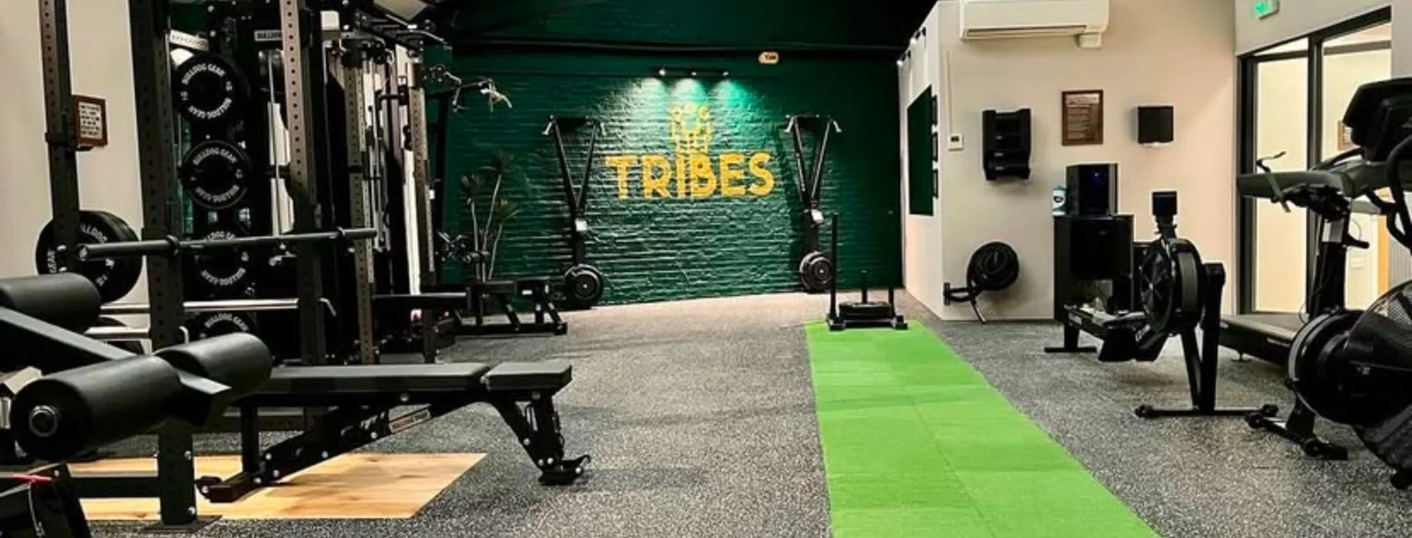 The interior of TRIBES studio, gym, and clinic.