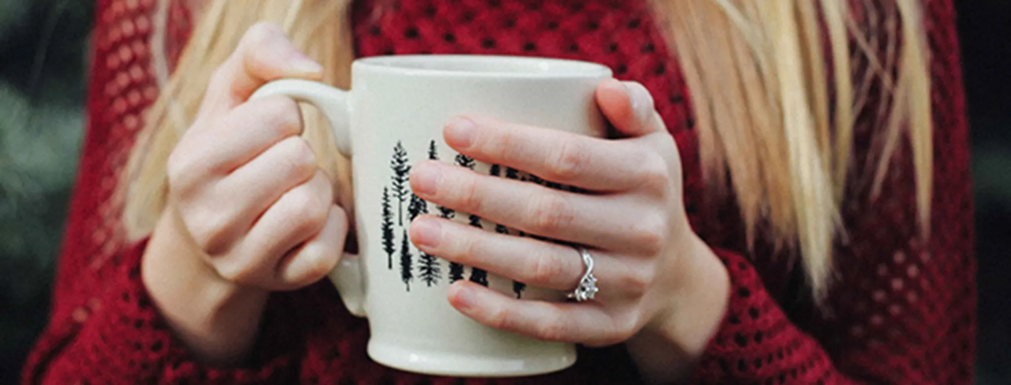 stress free woman with holiday tea